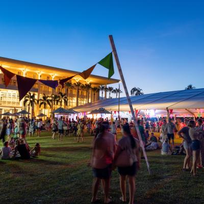 Sunset and Parliament House lights at the Laksa Festival